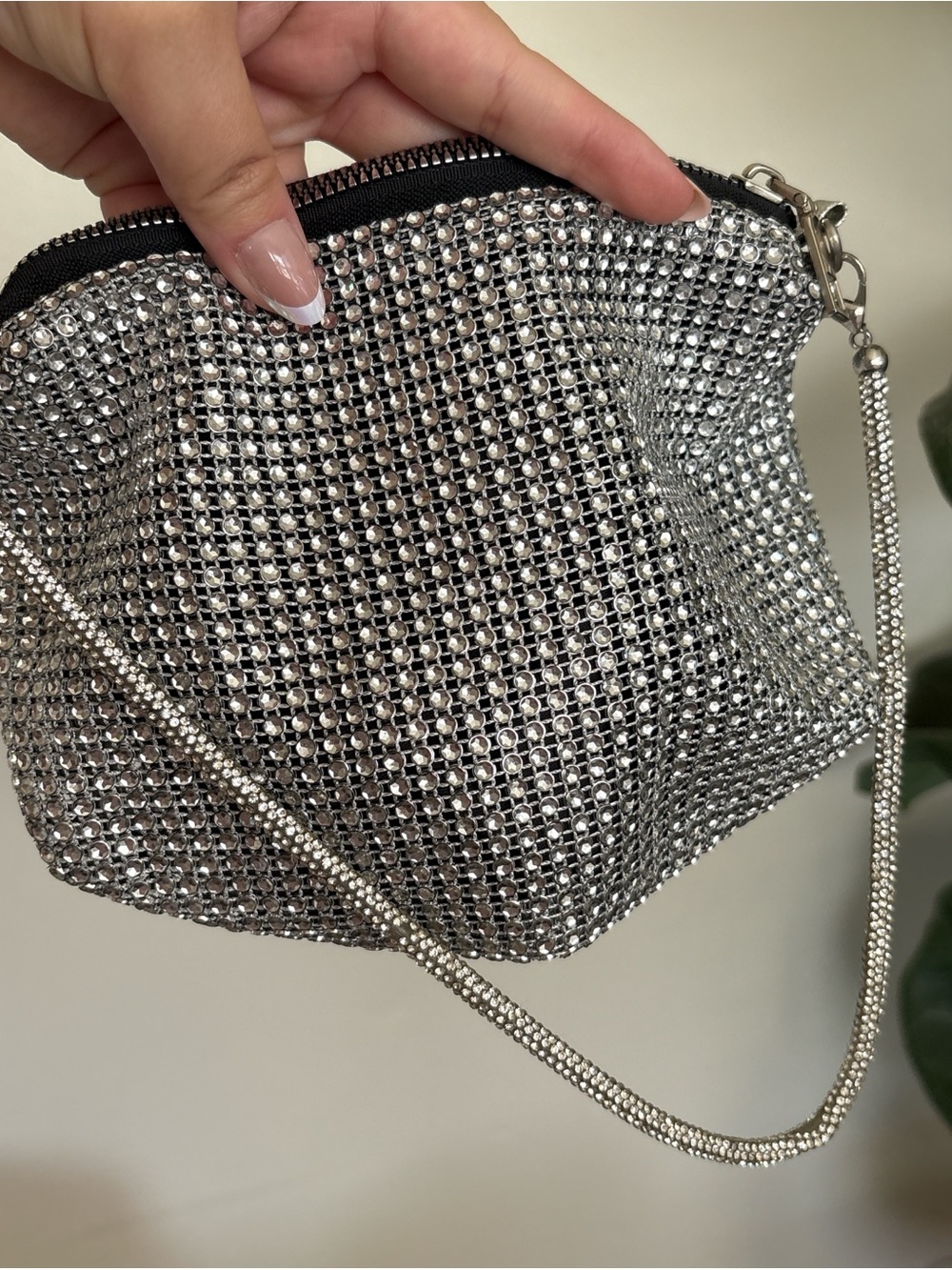 Silver Rhinestone Evening Shoulder Bag - Picture 3 of 6